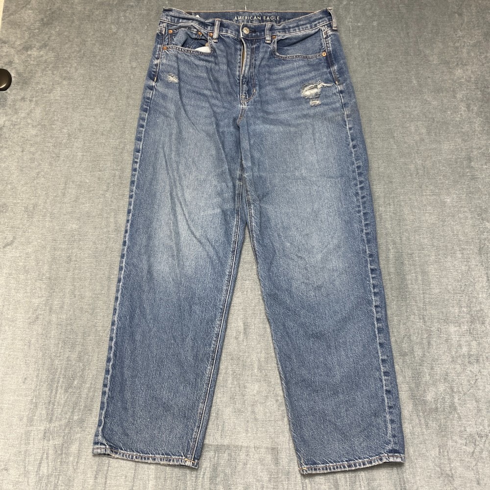 American Eagle Outfitters Jeans Mens 34x29 Blue Denim Distressed Straight Leg